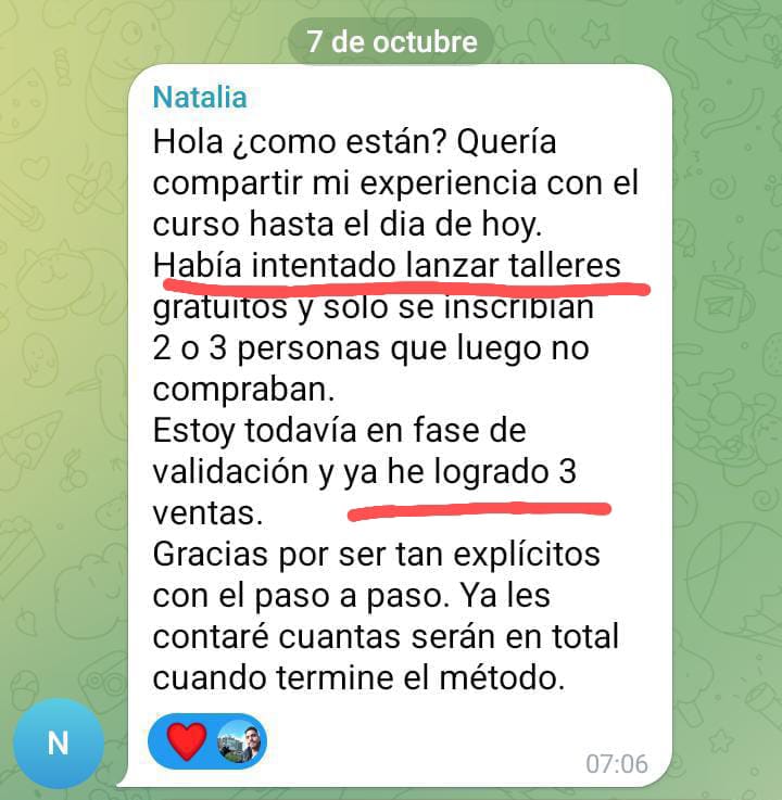 Mensaje de Natalia